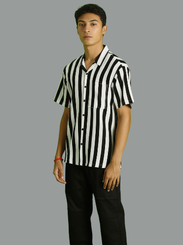 Textured Fabric Button Down T-Shirt