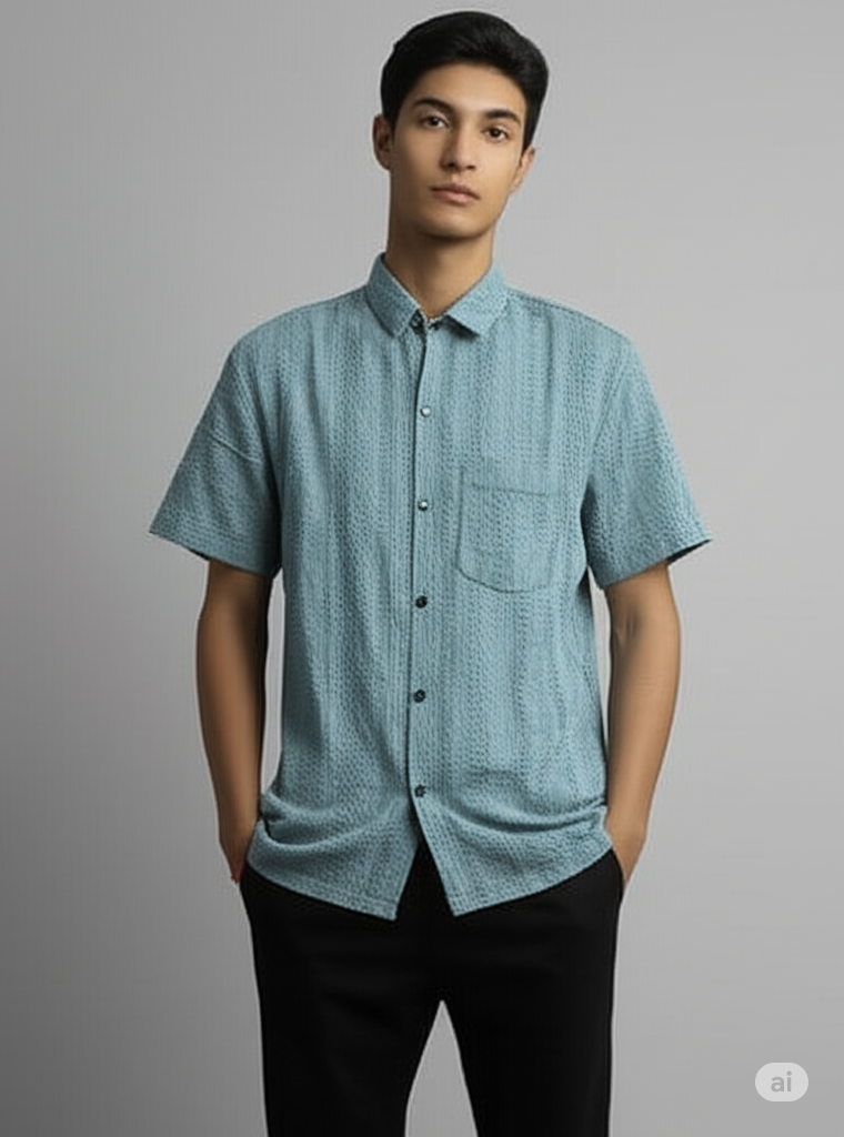 Embroidery Button Down T-Shirt